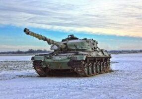 Tank on a snowy field